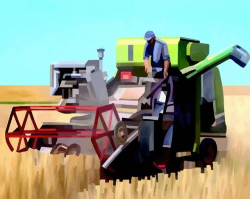 Combine Harvester Illustration Art paint by numbers