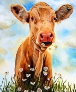 Cow Eating Daisies paint by numbers