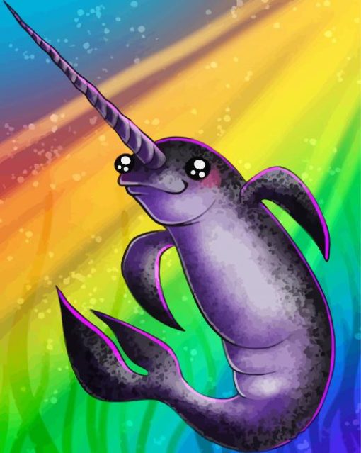 Cute Narwhal And Rainbow paint by numbers