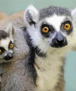 Cute Ring Tailed Lemurs Family paint by numbers