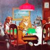 Cats And Dogs Playing Poker paint by numbers
