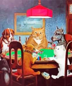 Cats And Dogs Playing Poker paint by numbers