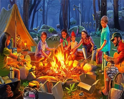Family Campfire paint by numbers