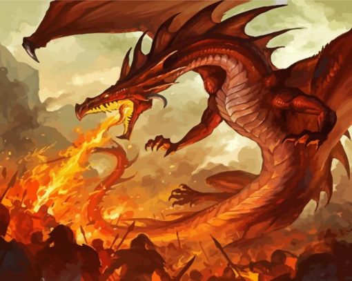 Dragon Breathing Fire Art paint by numbers