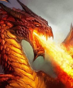 Fantasy Dragon Breathing Fire paint by numbers