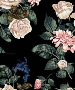 Floral With Black Background paint by numbers