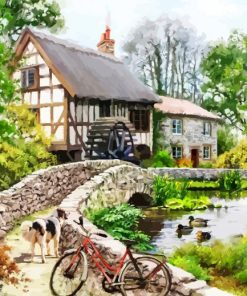 Forest Watermill paint by numbers