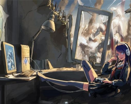 Anime Gamer Girl paint by numbers