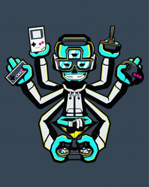 Illustration Gamer Robot paint by numbers