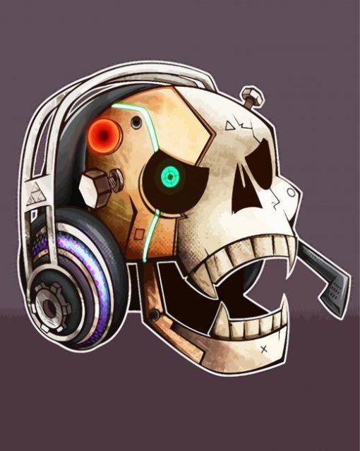 Gamer Head Skull paint by numbers