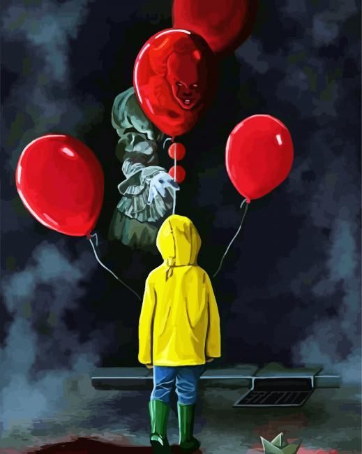 Georgie With Red Balloons paint by numbers