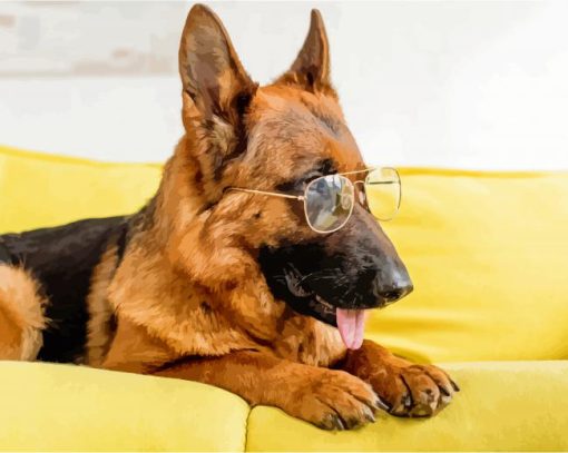 German Shepherds With Glasses paint by numbers