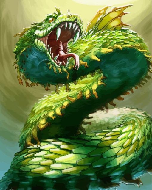 Fantasy Green Dragon paint by numbers