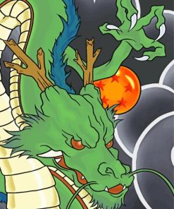 Green Japanese Dragon paint by numbers