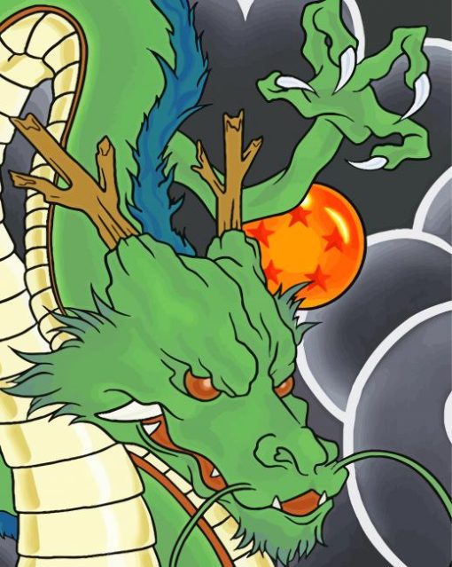 Green Japanese Dragon paint by numbers