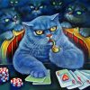 Grey Cats Playing Poker paint by numbers