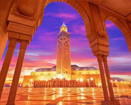 Hassan II Mosque At Sunset paint by numbers