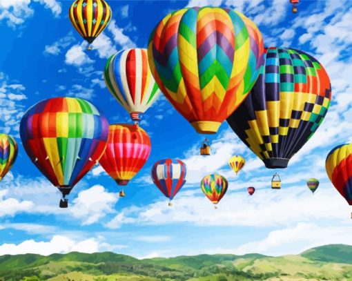 Hot Airballoons Up paint by numbers