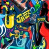 Illustration Jazz Music paint by numbers