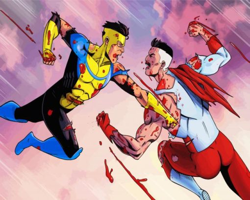 Mark Grayson And Omni Man Fight paint by numbers