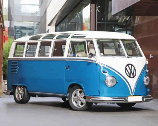 Blue Kombi Volkswagen Van paint by numbers
