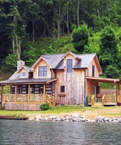 Lake Wooden Cabin paint by numbers