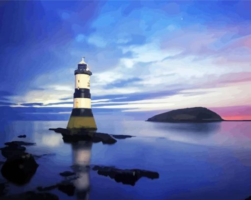 Lighthouse In Sea At Night paint by numbers