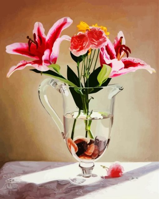 Lilies Flowers In Glass paint by numbers