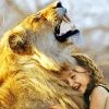 Little Girl Hugging Lion paint by numbers