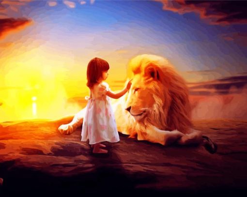 Little Girl With Lion paint by numbers