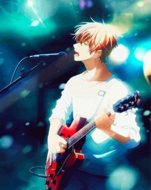 Mafuyu Satou Singing And Playing Guitar paint by numbers