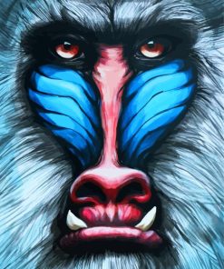Close Up Mandrill Face paint by numbers