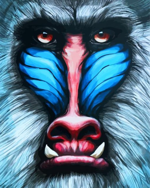 Close Up Mandrill Face paint by numbers