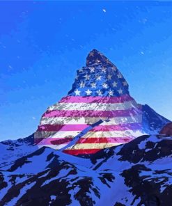 Matterhorn Mountains USA Flag paint by numbers