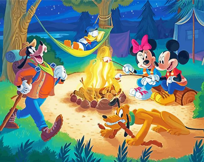 Mickey Mouse Characters Camp paint by numbers