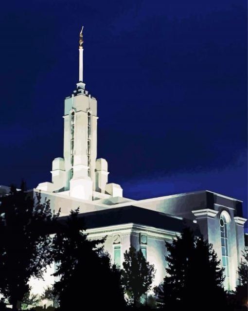 Mount Timpanogos Utah Temple At Night paint by numbers