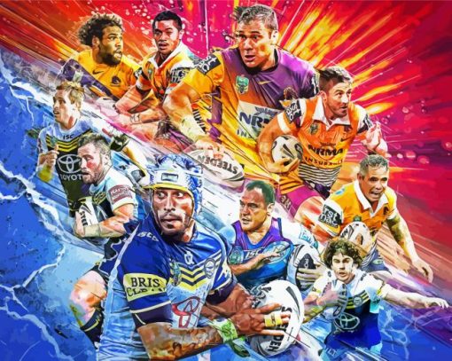 National Rugby League Players paint by numbers