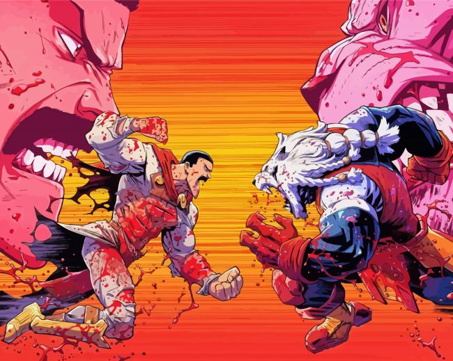 Battle Beast And Omni Man Fight paint by numbers