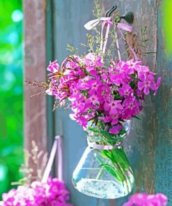 Phlox Flowers In Glass Vase paint by numbers