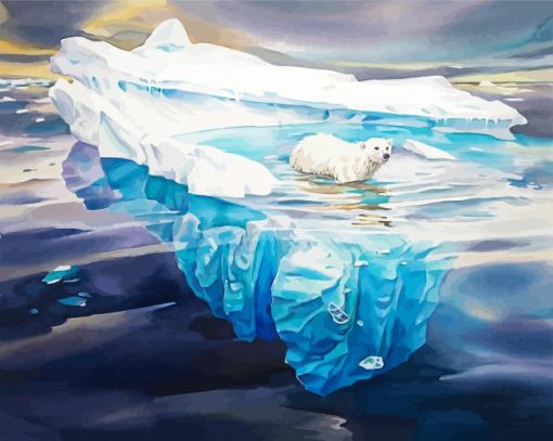 Polar Bear On Iceberg paint by number