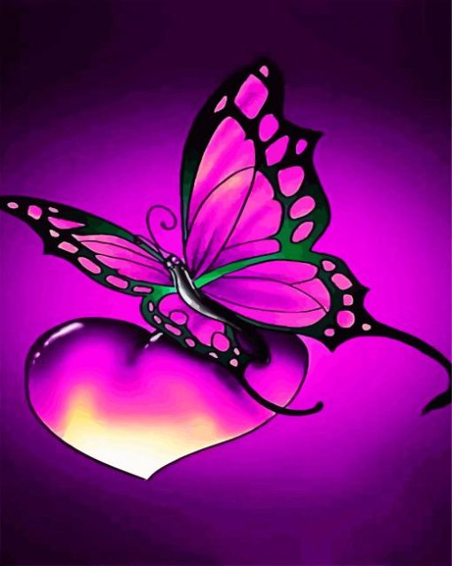 Purple Butterfly Heart paint by numbers