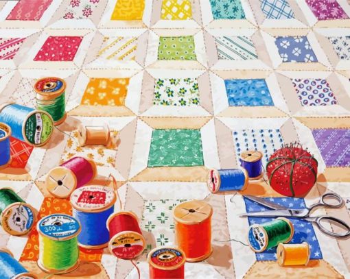 Quilt Colorful Spools paint by numbers