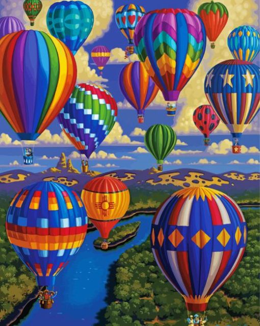 Rainbow Hot Airbaloons paint by numbers