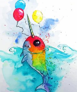 Rainbow Narwhal Art paint by numbers