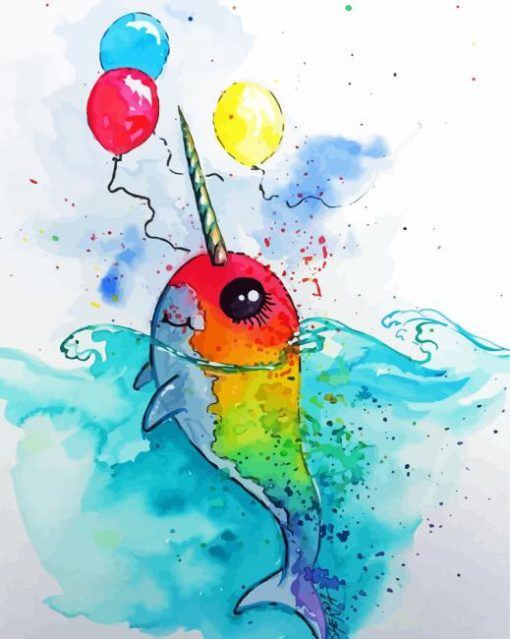 Rainbow Narwhal Art paint by numbers