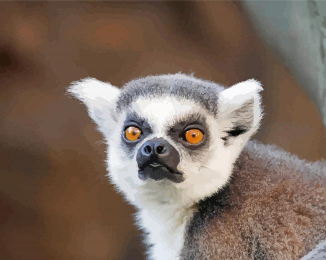 Ring Tailed Lemur Face paint by numbers