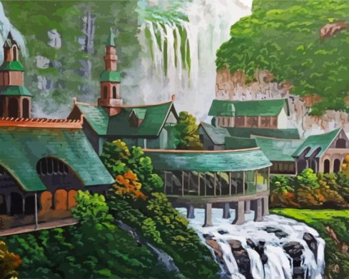 Aesthetic Rivendell Landscape paint by numbers