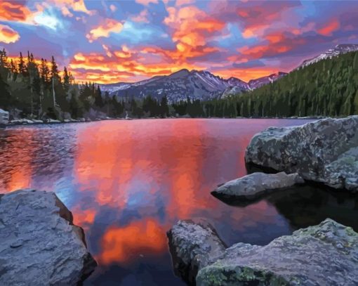 Rocky Mountain National Park At Sunset paint by numbers