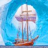Sailboat In Iceberg Greenland paint by number