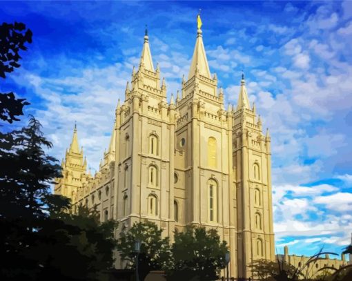 Salt Lake City Utah Temple paint by numbers